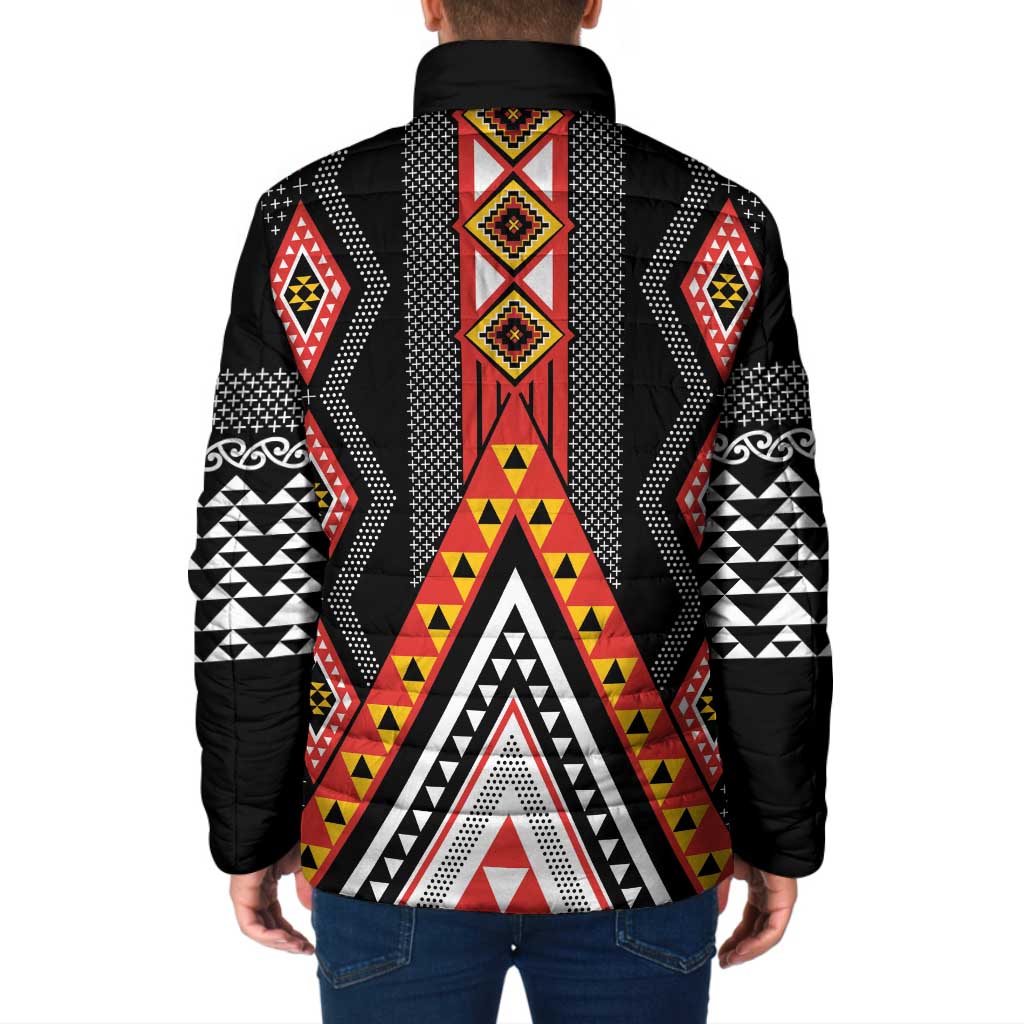 Niho Taniwha Taniko Motif Padded Jacket - Polynesian Pride