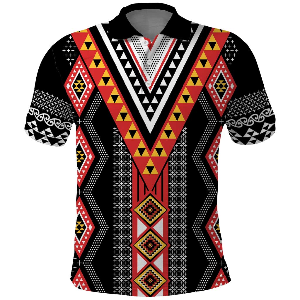 Niho Taniwha Taniko Motif Polo Shirt