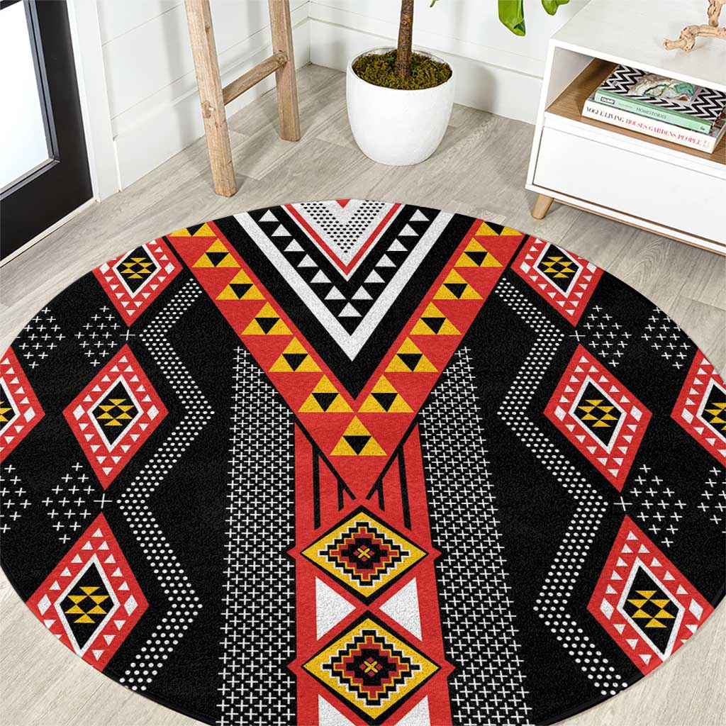 Niho Taniwha Taniko Motif Round Carpet