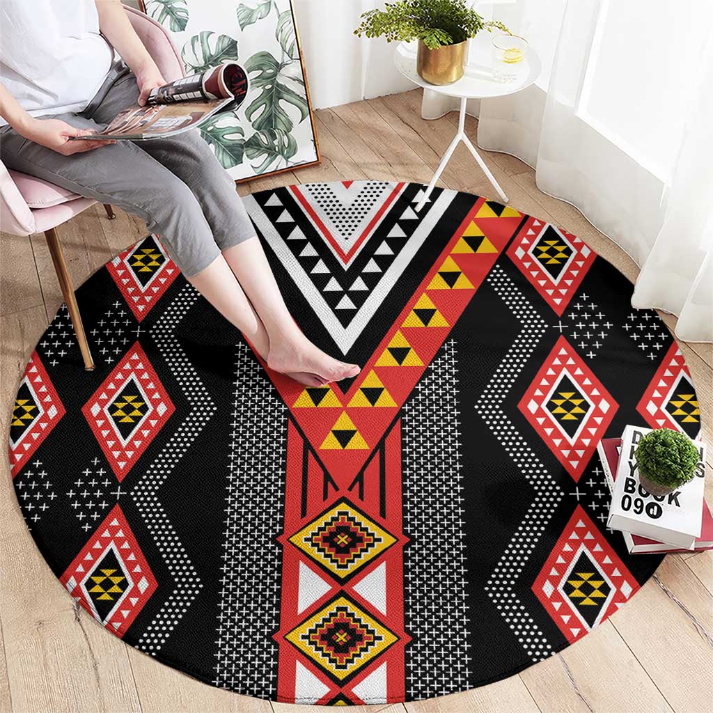 Niho Taniwha Taniko Motif Round Carpet