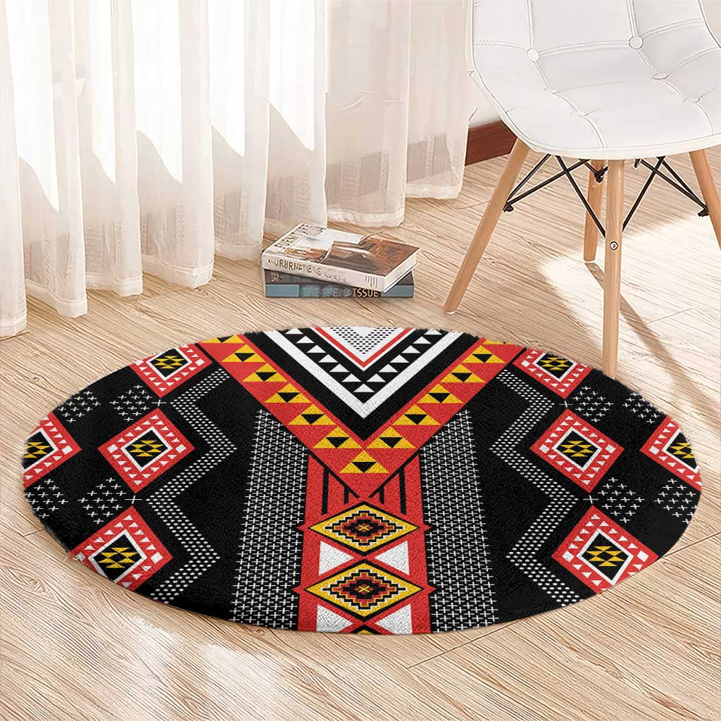Niho Taniwha Taniko Motif Round Carpet