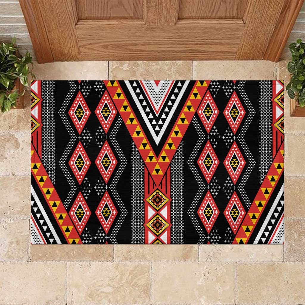 Niho Taniwha Taniko Motif Rubber Doormat LT9 Red - Polynesian Pride