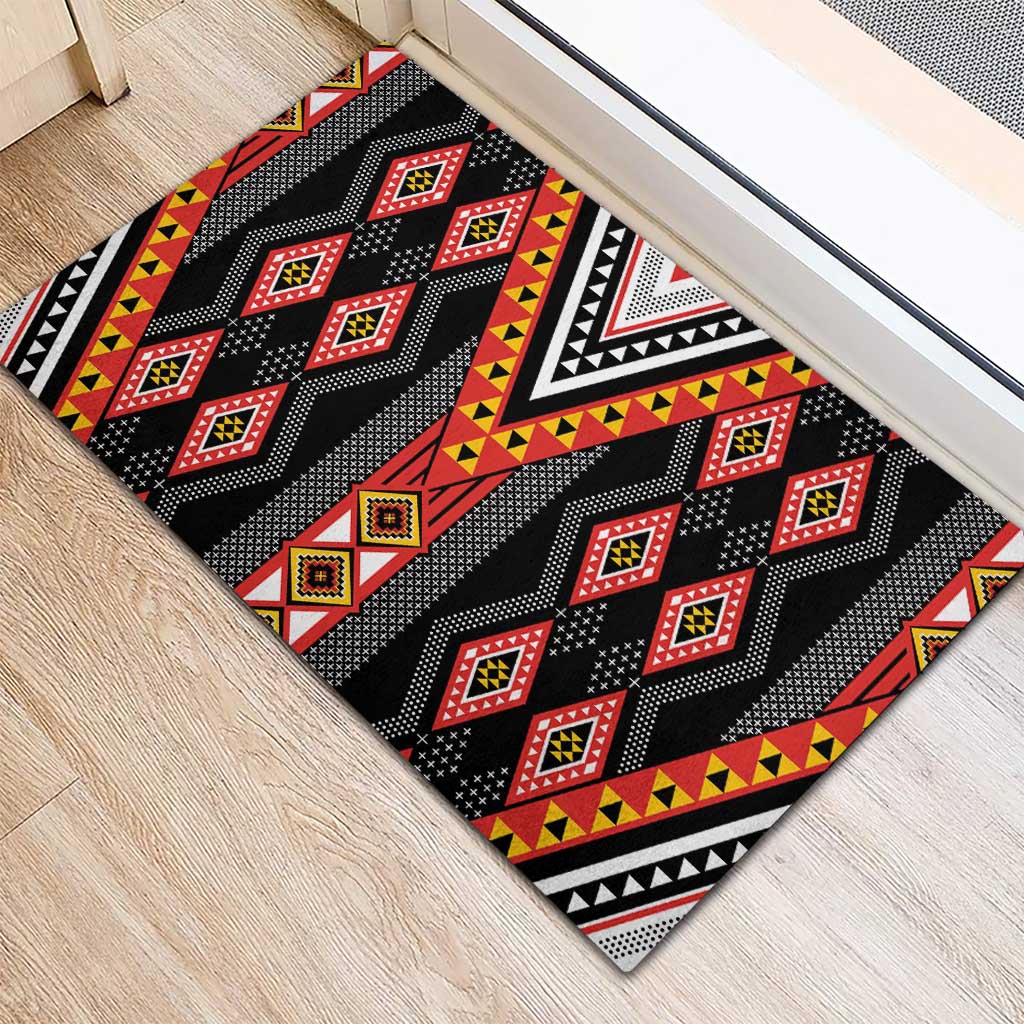 Niho Taniwha Taniko Motif Rubber Doormat LT9 - Polynesian Pride