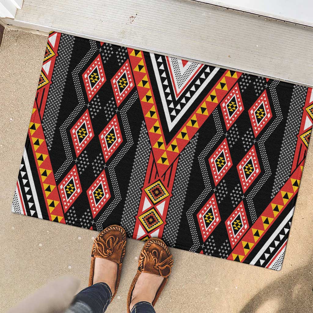 Niho Taniwha Taniko Motif Rubber Doormat LT9 - Polynesian Pride