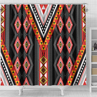 Niho Taniwha Taniko Motif Shower Curtain