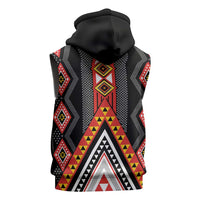 Niho Taniwha Taniko Motif Sleeveless Zip Hoodie - Polynesian Pride