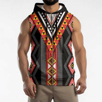 Niho Taniwha Taniko Motif Sleeveless Zip Hoodie - Polynesian Pride
