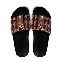 Niho Taniwha Taniko Motif Slide Sandals LT9 Red - Polynesian Pride