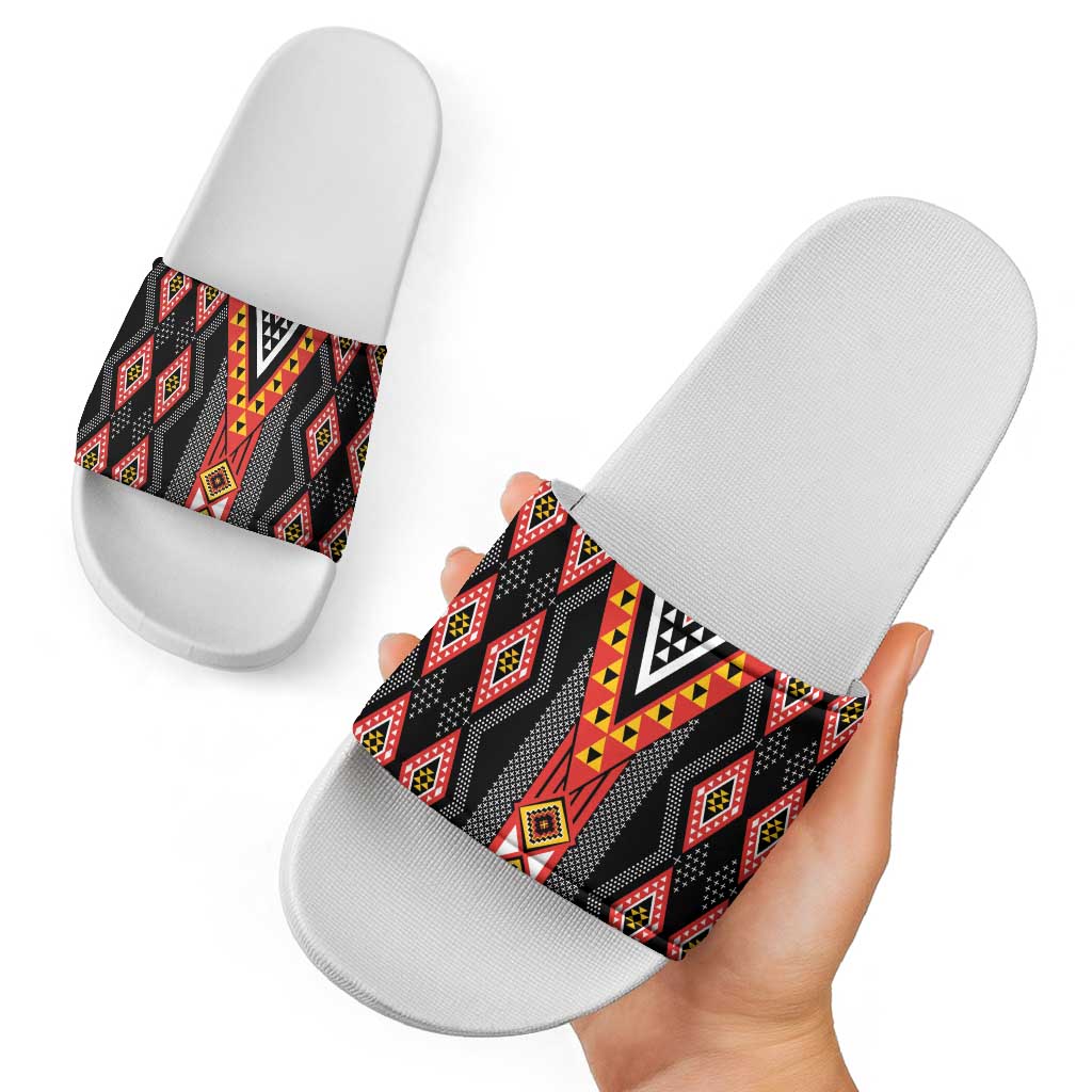 Niho Taniwha Taniko Motif Slide Sandals LT9 - Polynesian Pride