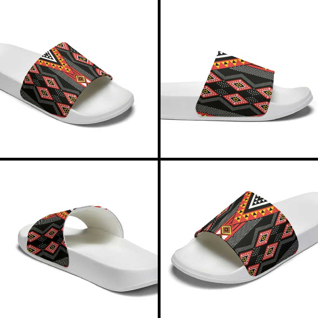 Niho Taniwha Taniko Motif Slide Sandals LT9 - Polynesian Pride