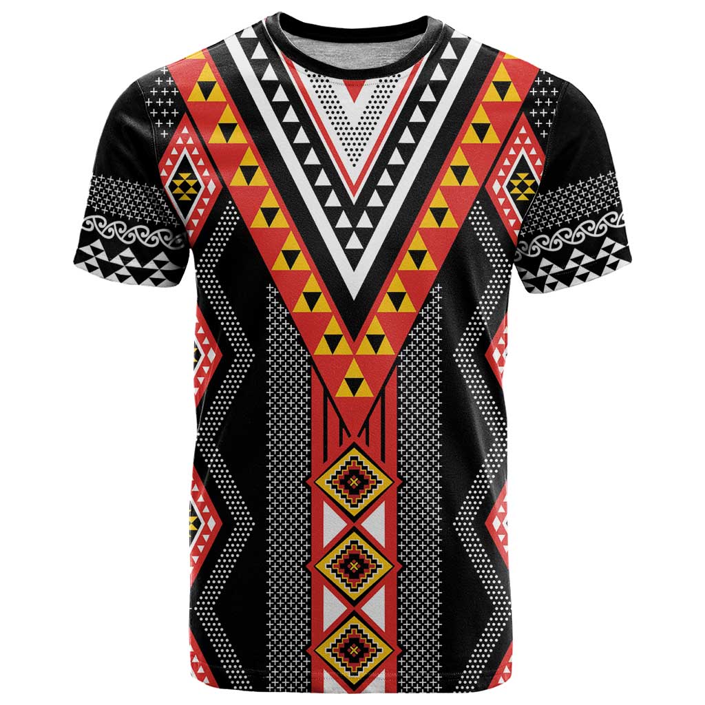 Niho Taniwha Taniko Motif T Shirt LT9 Red - Polynesian Pride