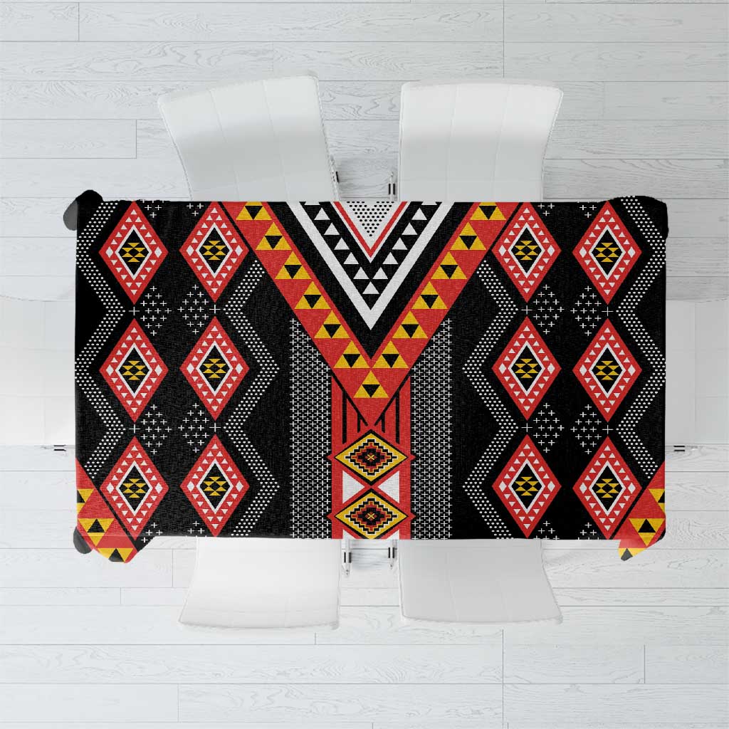 Niho Taniwha Taniko Motif Tablecloth LT9 Red - Polynesian Pride