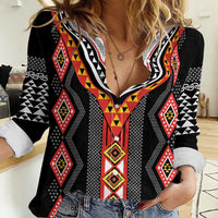 Niho Taniwha Taniko Motif Women Casual Shirt LT9 Female Red - Polynesian Pride