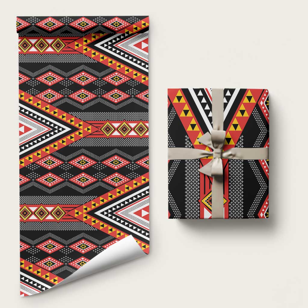 Niho Taniwha Taniko Motif Wrapping Paper LT9 58" × 23" Red - Polynesian Pride