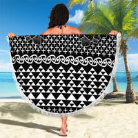 Black Taniko Kowhaiwhai Tukutuku Motif Beach Blanket