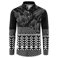 Black Taniko Kowhaiwhai Tukutuku Motif Button Sweatshirt