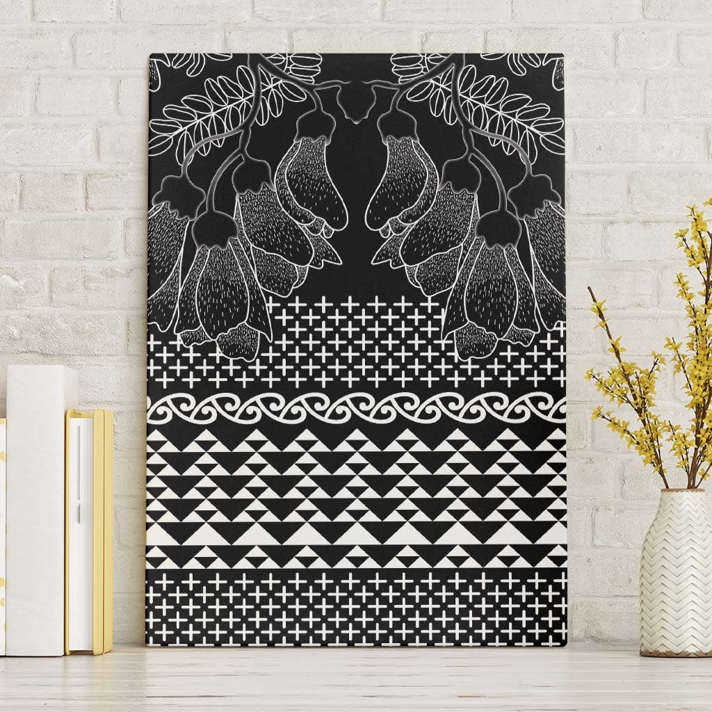 Black Taniko Kowhaiwhai Tukutuku Motif Canvas Wall Art