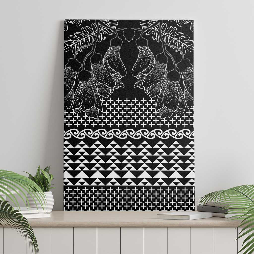 Black Taniko Kowhaiwhai Tukutuku Motif Canvas Wall Art