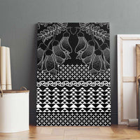 Black Taniko Kowhaiwhai Tukutuku Motif Canvas Wall Art