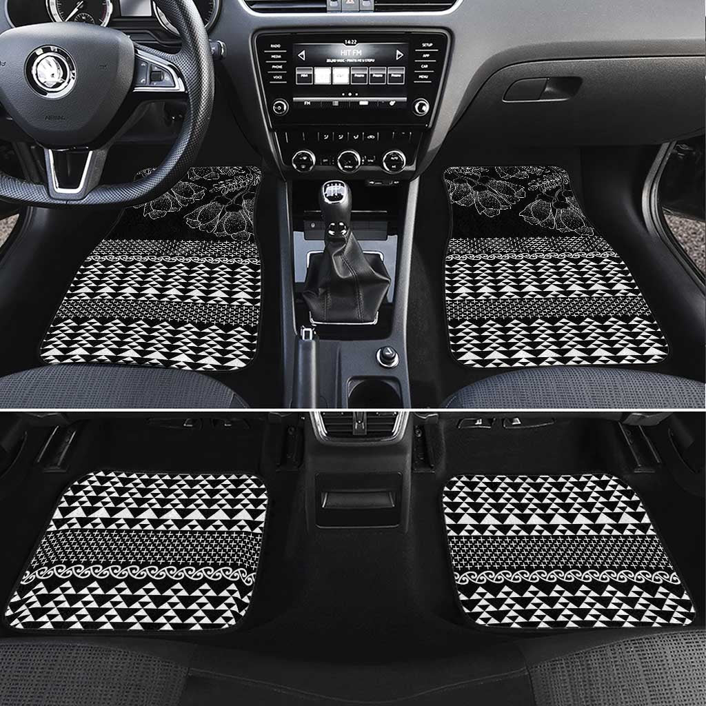 Black Taniko Kowhaiwhai Tukutuku Motif Car Mats
