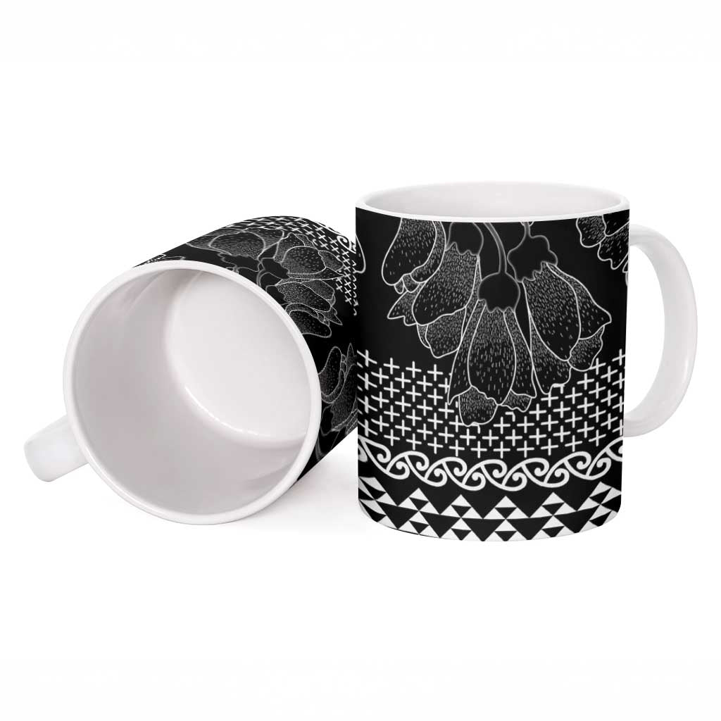 Black Taniko Kowhaiwhai Tukutuku Motif Ceramic Mug - Polynesian Pride