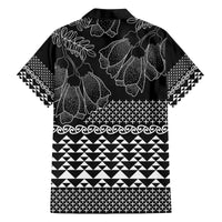 Black Taniko Kowhaiwhai Tukutuku Motif Family Matching Off The Shoulder Long Sleeve Dress and Hawaiian Shirt