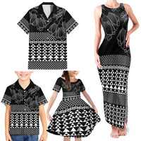 Black Taniko Kowhaiwhai Tukutuku Motif Family Matching Tank Maxi Dress and Hawaiian Shirt LT9 - Polynesian Pride