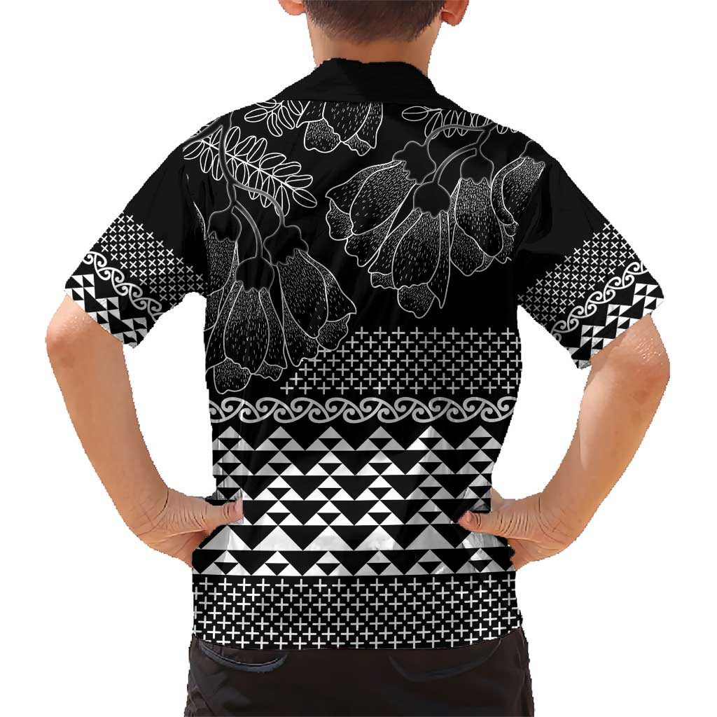 Black Taniko Kowhaiwhai Tukutuku Motif Hawaiian Shirt