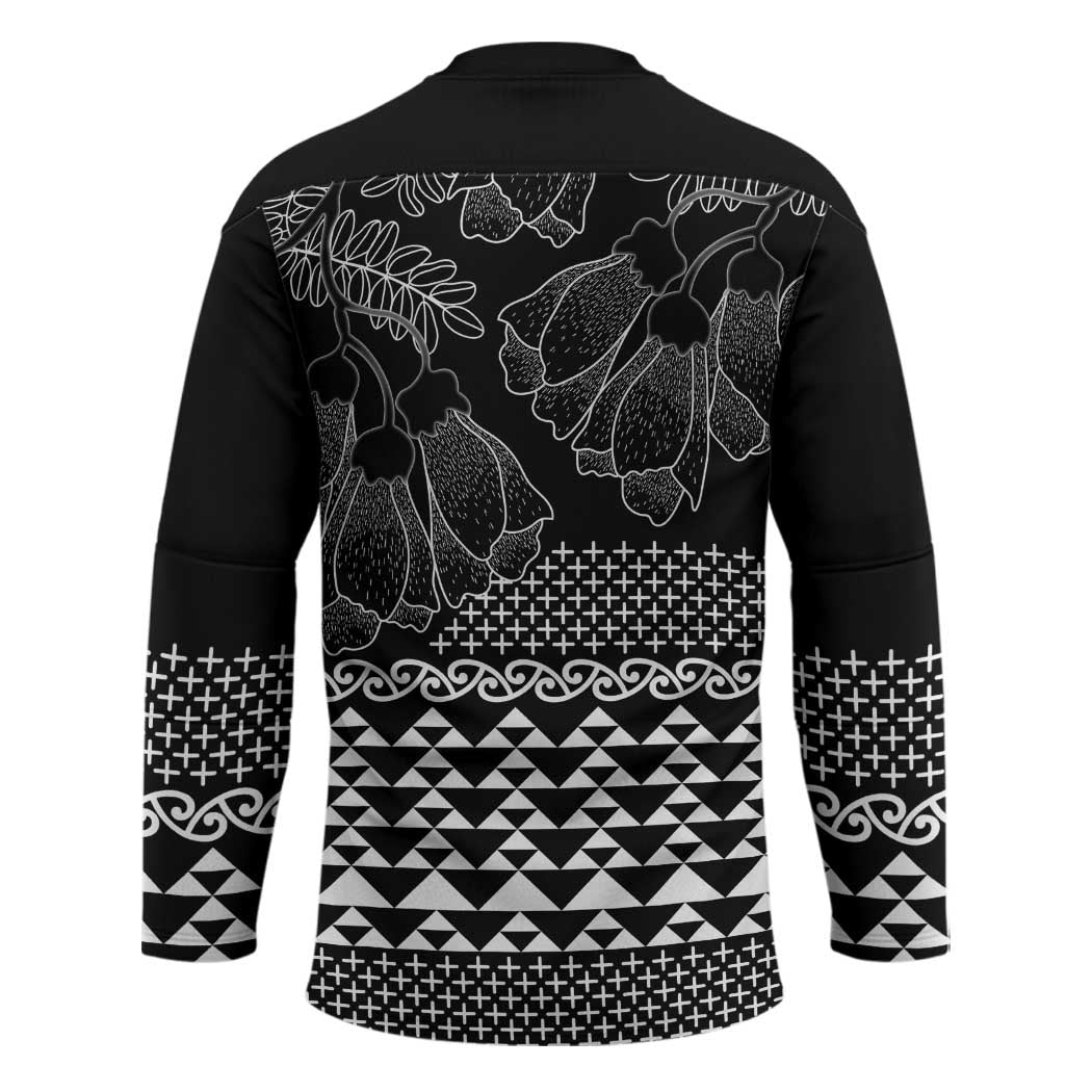Black Taniko Kowhaiwhai Tukutuku Motif Hockey Jersey - Polynesian Pride