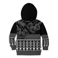 Black Taniko Kowhaiwhai Tukutuku Motif Kid Hoodie