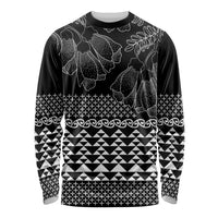 Black Taniko Kowhaiwhai Tukutuku Motif Long Sleeve Shirt