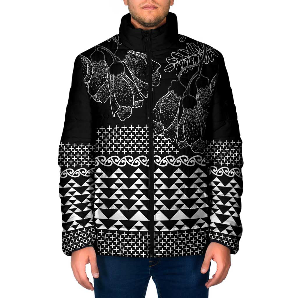 Black Taniko Kowhaiwhai Tukutuku Motif Padded Jacket LT9 Men Black - Polynesian Pride