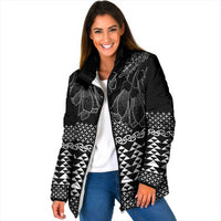 Black Taniko Kowhaiwhai Tukutuku Motif Padded Jacket LT9 Women Black - Polynesian Pride