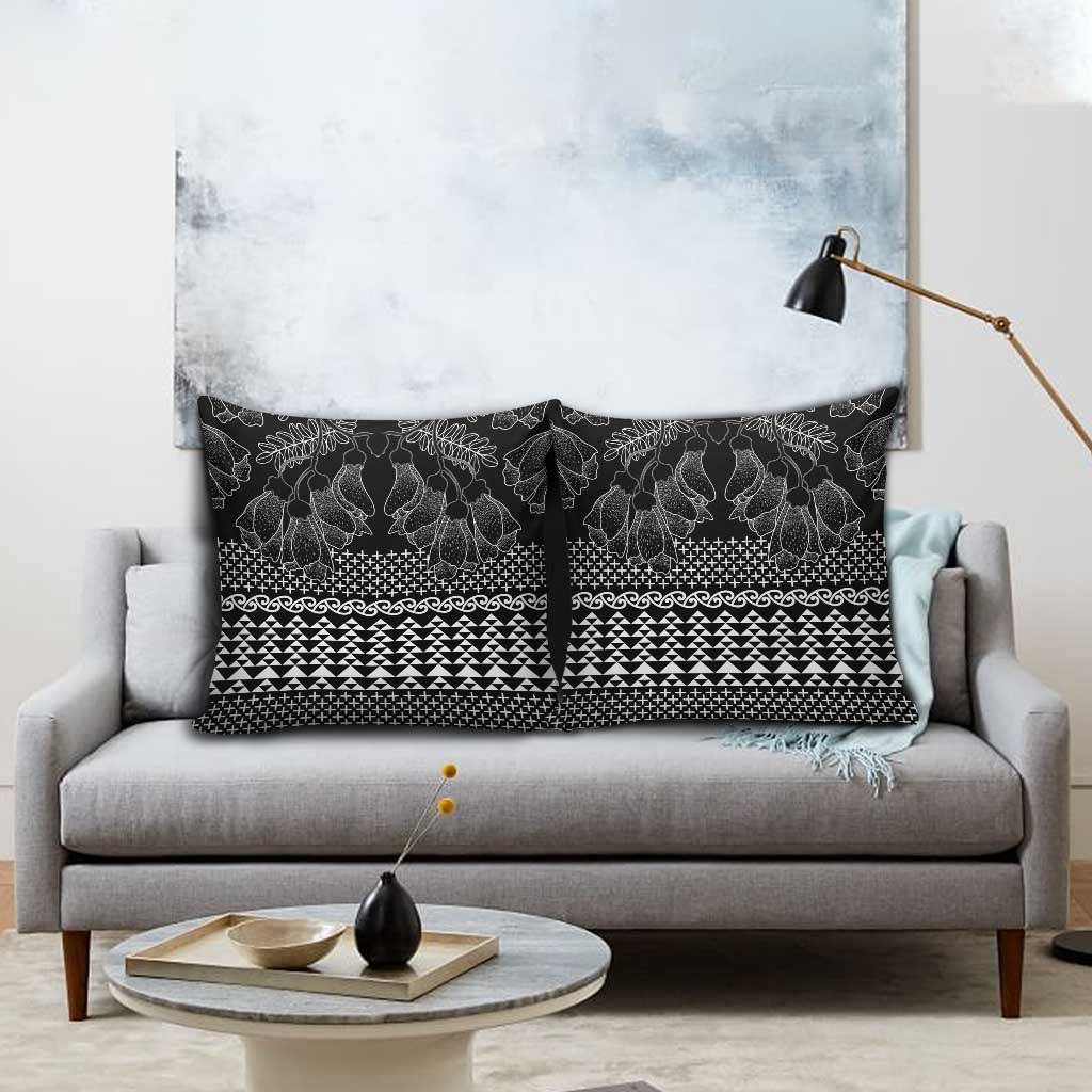 Black Taniko Kowhaiwhai Tukutuku Motif Pillow Cover - Polynesian Pride
