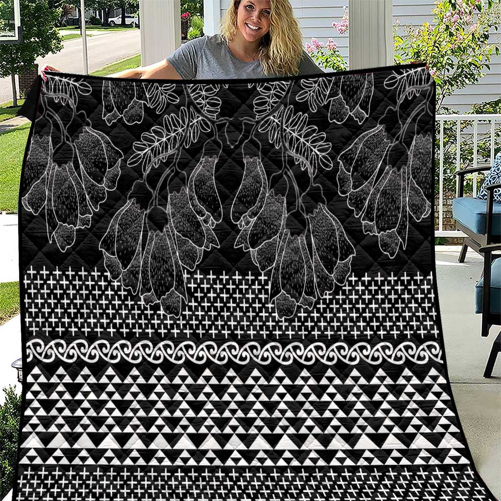 Black Taniko Kowhaiwhai Tukutuku Motif Quilt