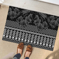Black Taniko Kowhaiwhai Tukutuku Motif Rubber Doormat