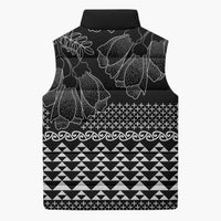 Black Taniko Kowhaiwhai Tukutuku Motif Sleeveless Puffer Jacket LT9 - Polynesian Pride