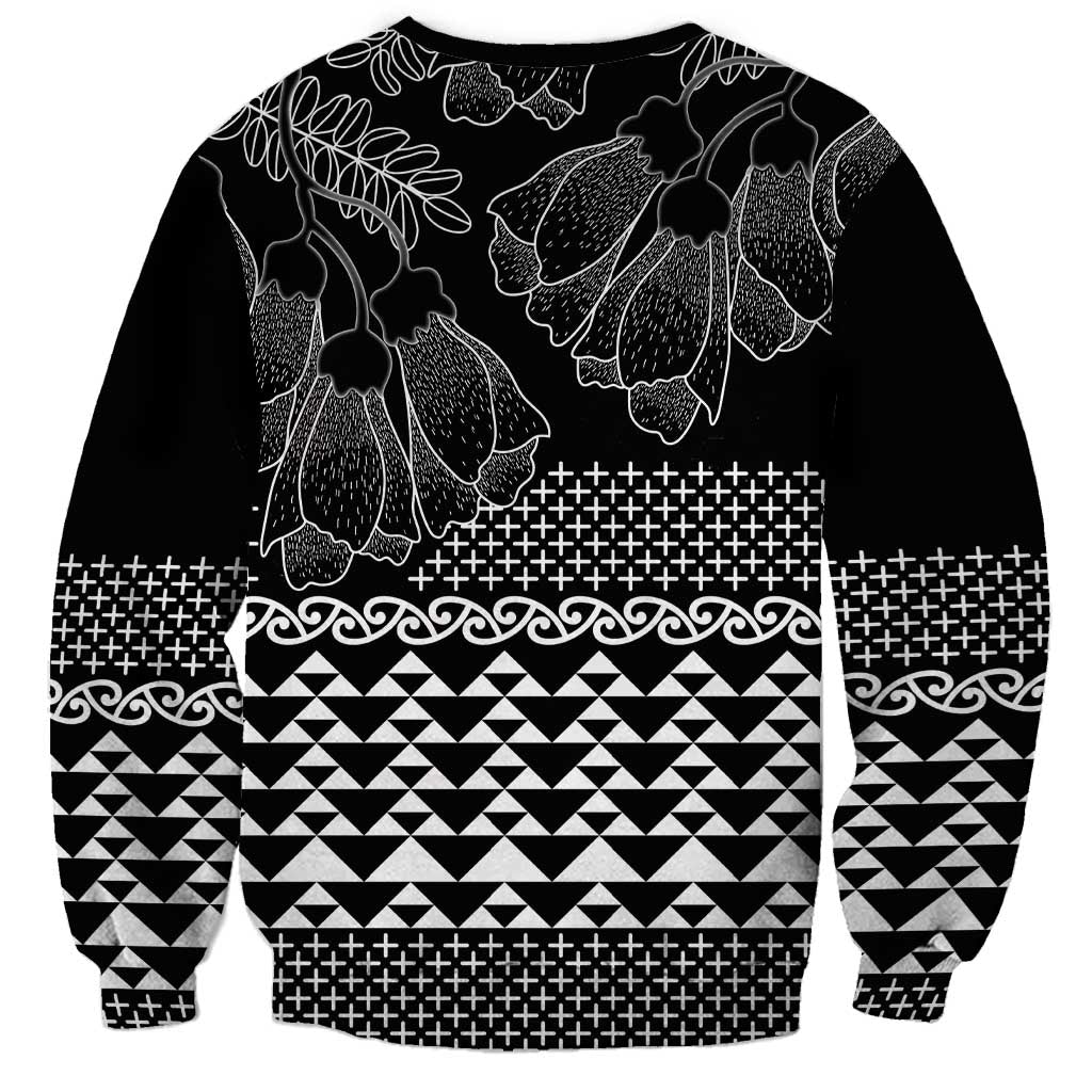 Black Taniko Kowhaiwhai Tukutuku Motif Sweatshirt LT9 - Polynesian Pride