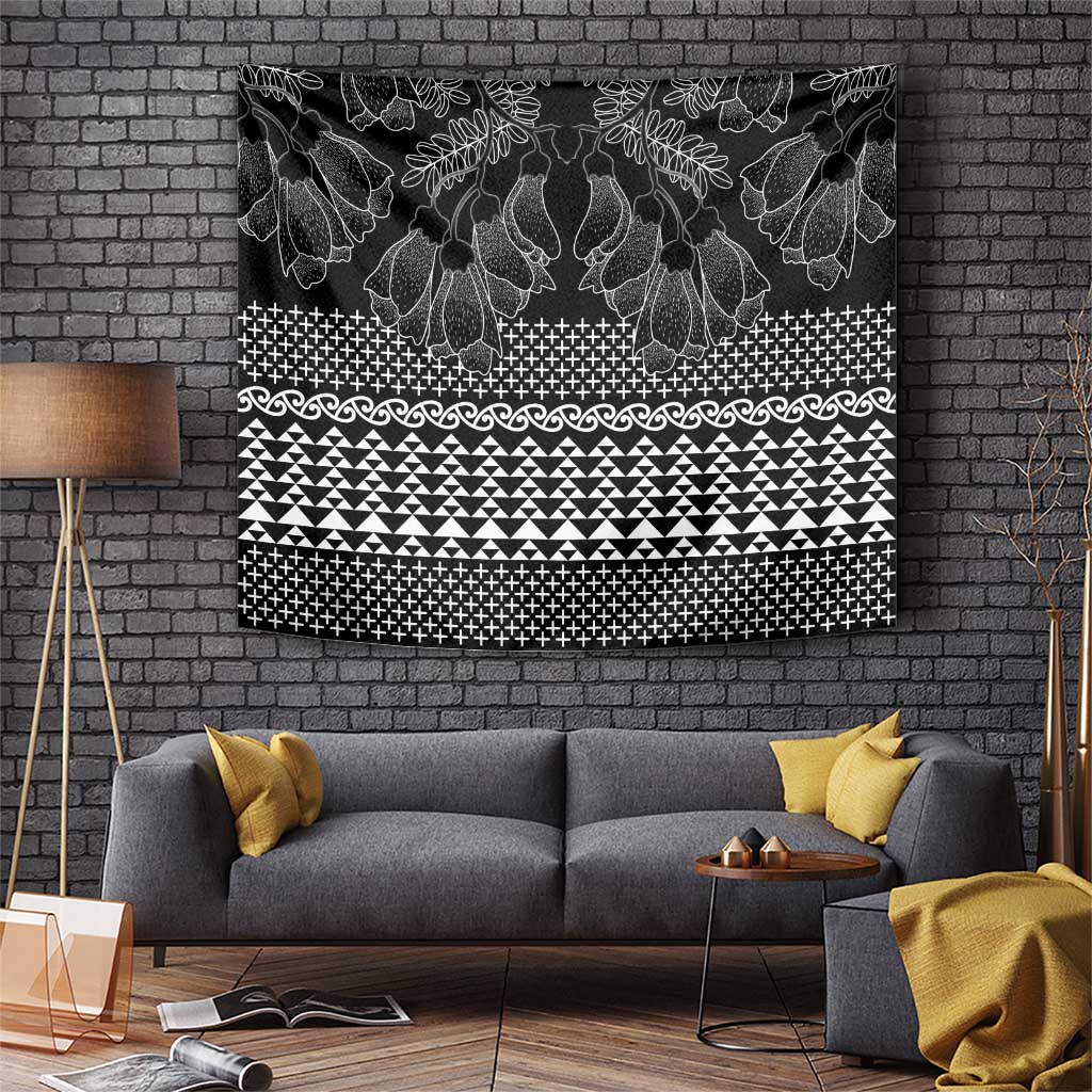 Black Taniko Kowhaiwhai Tukutuku Motif Tapestry