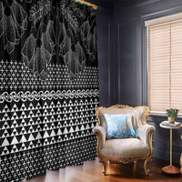 Black Taniko Kowhaiwhai Tukutuku Motif Window Curtain