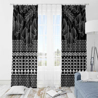 Black Taniko Kowhaiwhai Tukutuku Motif Window Curtain