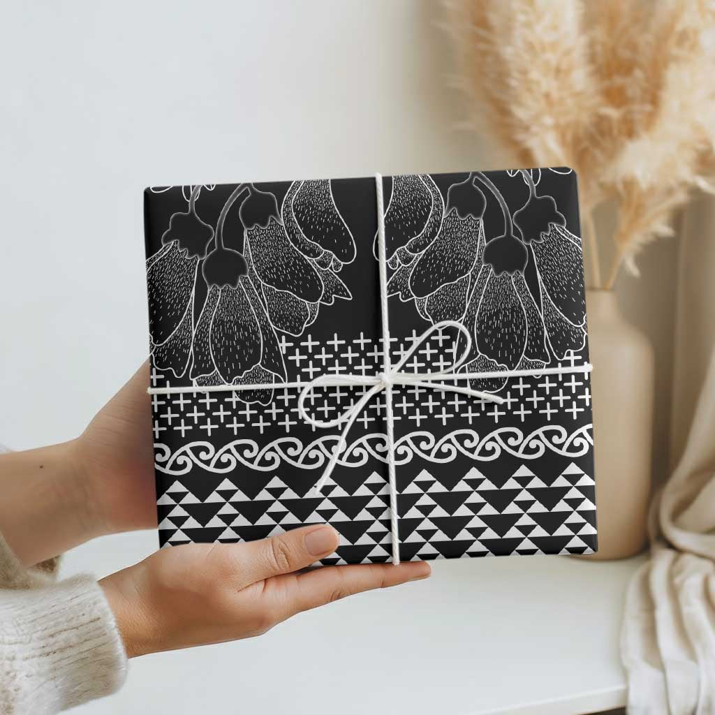 Black Taniko Kowhaiwhai Tukutuku Motif Wrapping Paper - Polynesian Pride
