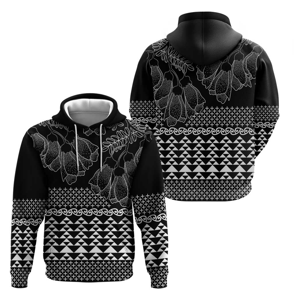 Black Taniko Kowhaiwhai Tukutuku Motif Zip Hoodie