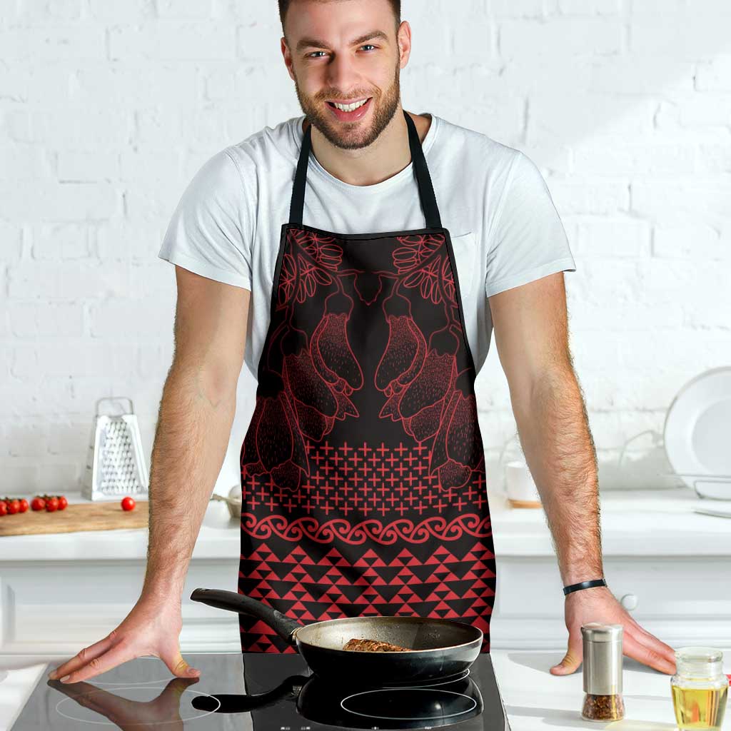 Red Taniko Kowhaiwhai Tukutuku Motif Apron - Polynesian Pride