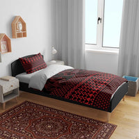 Red Taniko Kowhaiwhai Tukutuku Motif Bedding Set