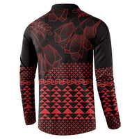 Red Taniko Kowhaiwhai Tukutuku Motif Button Sweatshirt