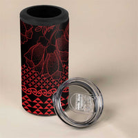Red Taniko Kowhaiwhai Tukutuku Motif 4 in 1 Can Cooler Tumbler LT9 - Polynesian Pride