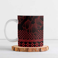 Red Taniko Kowhaiwhai Tukutuku Motif Ceramic Mug - Polynesian Pride