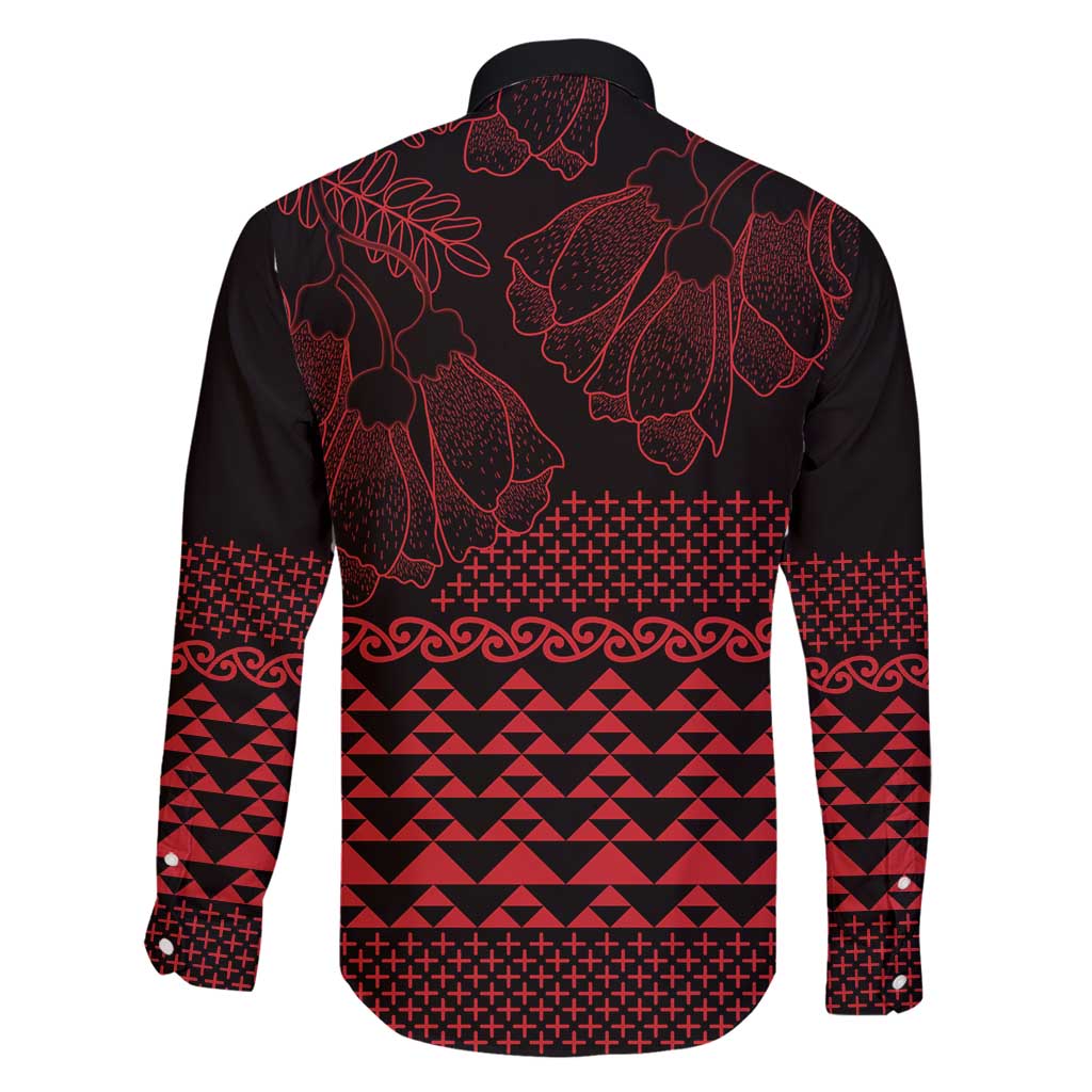 Red Taniko Kowhaiwhai Tukutuku Motif Family Matching Puletasi and Hawaiian Shirt LT9 - Polynesian Pride