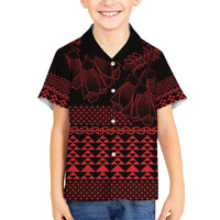 Red Taniko Kowhaiwhai Tukutuku Motif Hawaiian Shirt
